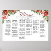 Terracotta Floral Wedding Alfabetical Seating Poster (Voorkant)