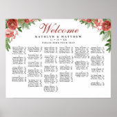 Terracotta Floral Wedding Alfabetical Seating Poster (Voorkant)