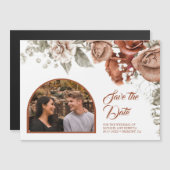 Terracotta Floral Wedding Arch Foto Bewaar de datu Magnetische Uitnodiging (Voorkant / Achterkant)