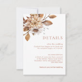Terracotta Floral Wedding Details Enclosure Kaarte Kaart (Voorkant)