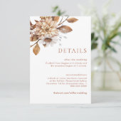 Terracotta Floral Wedding Details Enclosure Kaarte Kaart (Staand voorkant)