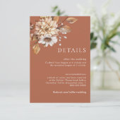 Terracotta Floral Wedding Details Enclosure Kaarte Kaart (Staand voorkant)