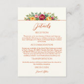 Terracotta Floral Wedding Details Kaart (Voorkant)