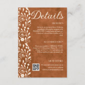 Terracotta Floral Wedding Details QR code Informatiekaartje (Voorkant)
