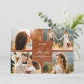 Terracotta Floral Wedding Foto Collage Hartelijk d Bedankkaart (Staand voorkant)