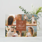 Terracotta Floral Wedding Foto Collage Hartelijk d Bedankkaart (Staand voorkant)