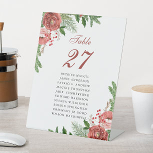 Terracotta Floral Wedding Guest Name Table Number Reclamebord Met Voetstuk