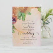 Terracotta Floral Wedding Invitation Kaart (Staand voorkant)
