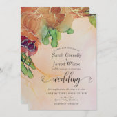 Terracotta Floral Wedding Invitation Kaart (Voorkant / Achterkant)