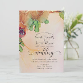 Terracotta Floral Wedding Invitation Kaart