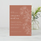 Terracotta Floral Wedding Invitation Kaart (Staand voorkant)