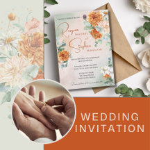 Terracotta Floral Wedding Invitation