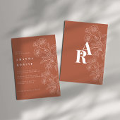 Terracotta Floral Wedding Invitation Kaart