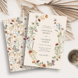 Terracotta Floral Wedding Invitation Kaart