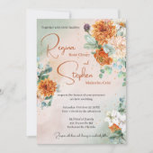 Terracotta Floral Wedding Invitation Kaart (Voorkant)