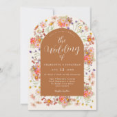 Terracotta Floral Wedding Kaart (Voorkant)