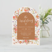 Terracotta Floral Wedding Kaart (Staand voorkant)
