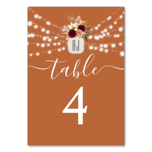 Terracotta Floral Wedding Kaart (Achterkant)