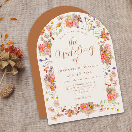 Terracotta Floral Wedding Kaart