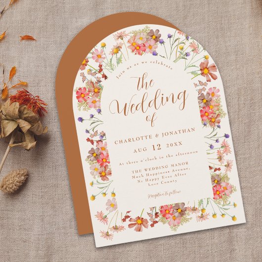 Terracotta Floral Wedding Kaart