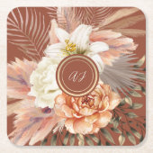 Terracotta Floral Wedding Kartonnen Onderzetters (Voorkant)