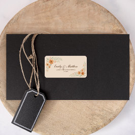 Terracotta Floral Wedding Return Address Label