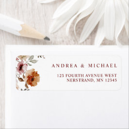Terracotta Floral Wedding Return-adres Etiket