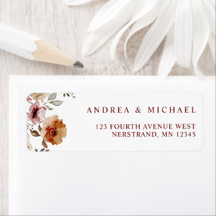 Terracotta Floral Wedding Return-adres Etiket