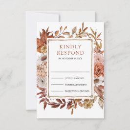 Terracotta Floral Wedding RSVP Kaartje