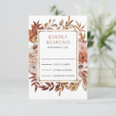 Terracotta Floral Wedding RSVP Kaartje (Staand voorkant)