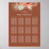Terracotta Floral Wedding Seating Chart Poster (Voorkant)