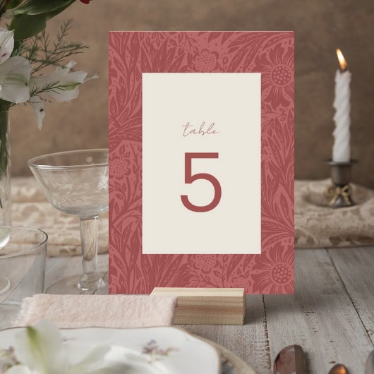 Terracotta Floral Wedding Table Number Card Kaart