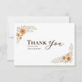 Terracotta Floral Wedding Thank You Card (Voorkant)