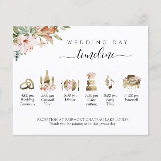 Terracotta Floral Wedding Tijdschema en Programma (Voorkant)