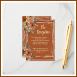 Terracotta Floral Wedding Website Informatiekaartje<br><div class="desc">Deze mooie waterverf Enclosure Kaart is voorzien van een terracotta achtergrond met beige en verbrande oranje bloemen omgeven door groen en goud lijst. De aanraking van kalligrafie is een perfecte aanvulling op de mooie bloemen. Heeft links en een QR-code voor uw trouwwebsite en alle vereiste informatie. Een mooie ontwerpkeuze om...</div>