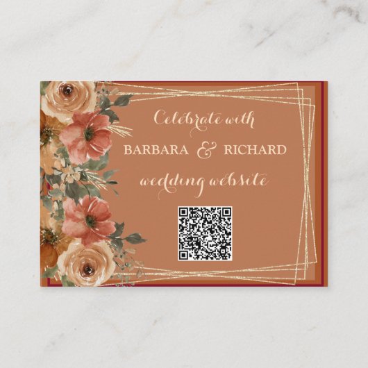 Terracotta Floral Wedding Website - QR Informatiekaartje (Achterkant)