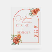 Terracotta Floral Wedding Welcome Acryl Bord (Voorkant)