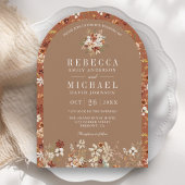 Terracotta Floral Wildflower Beige Boog Huwelijk Kaart