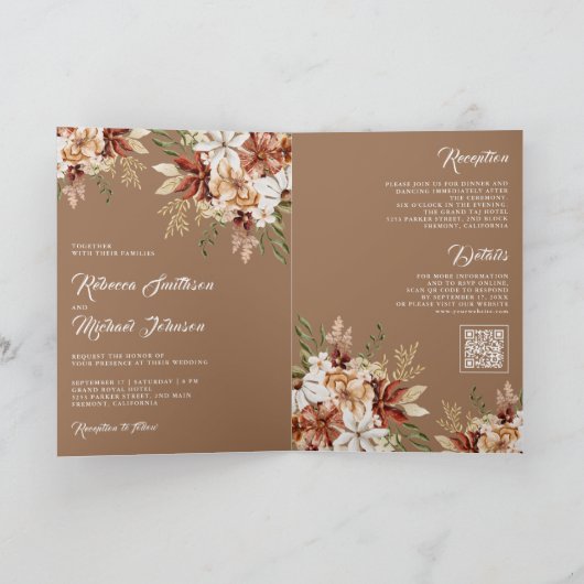 Terracotta Floral Wildflower Beige Tan Wedding (Binnen)