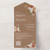 Terracotta Floral Wildflower Beige Wedding All In One Uitnodiging (Binnen)