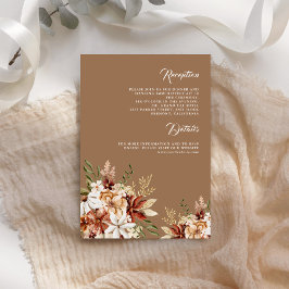 Terracotta Floral Wildflower Beige Wedding Details Informatiekaartje