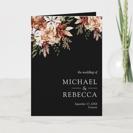 Terracotta Floral Wildflower Black Wedding (Voorkant)