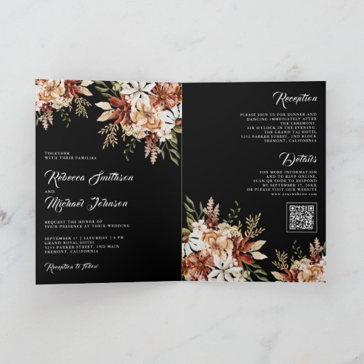 Terracotta Floral Wildflower Black Wedding (Binnen)