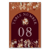 Terracotta Floral Wildflower Bourgogne bruiloft Kaart (Voorkant)