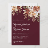 Terracotta Floral Wildflower Bourgogne bruiloft Kaart (Voorkant)