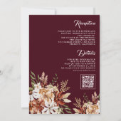 Terracotta Floral Wildflower Bourgogne bruiloft Kaart (Achterkant)