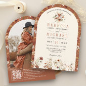 Terracotta Floral Wildflower Cream Arch Wedding Kaart