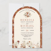 Terracotta Floral Wildflower Cream Arch Wedding Kaart (Voorkant)
