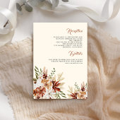 Terracotta Floral Wildflower Cream Wedding Details Informatiekaartje