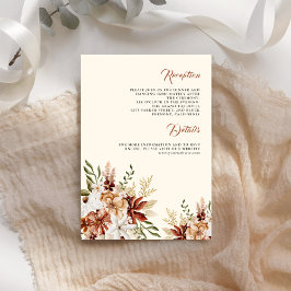 Terracotta Floral Wildflower Cream Wedding Details Informatiekaartje